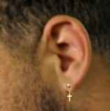 small cross dangle earring for men
