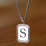 S initial pendant silver men