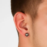 black half ball studs mens earrings