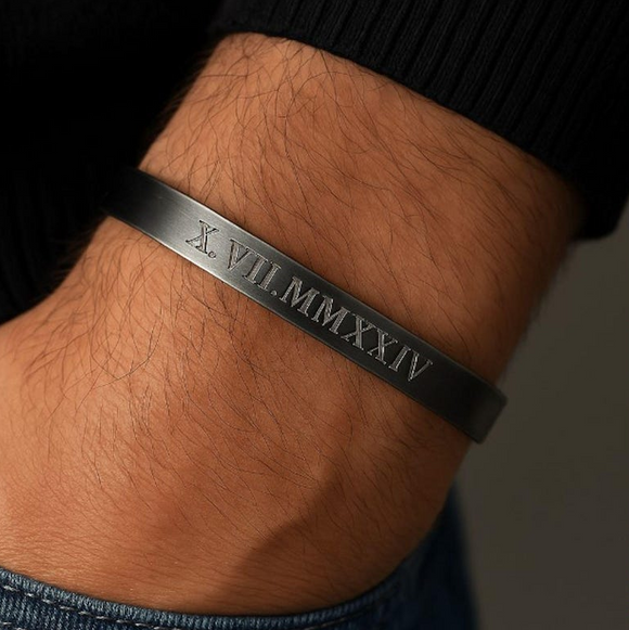 Memorial Black Silver Bracelet, Mens Accessory