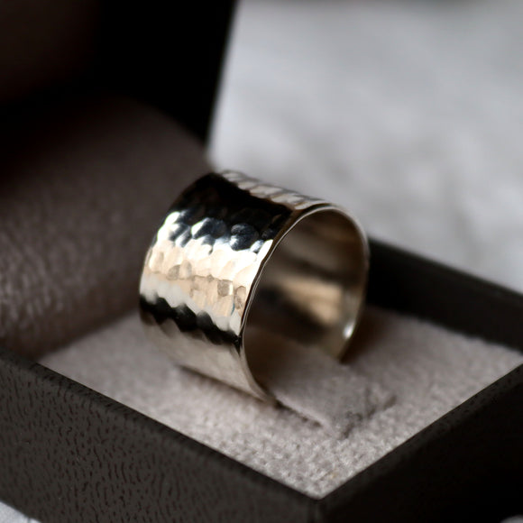 textured wide ring sterling silver