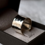 textured wide ring sterling silver