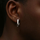 Black Huggie Earring for Men - Mens Oxidized Sterling silver Oval Earrings