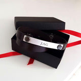 Engraved Heartbeat Leather Bracelet, Gift idea for Husband