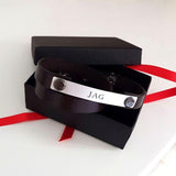 Engraving Ideas for Him  - Personalized Leather Bracelet - Groom Gift