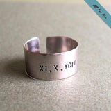 Roman Date Ring for Men -  Anniversary Gift - Personalized Band