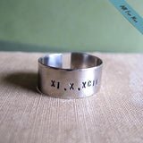 Roman Date Ring for Men -  Anniversary Gift - Personalized Band