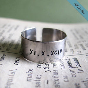 Roman Date Ring for Men -  Anniversary Gift - Personalized Band