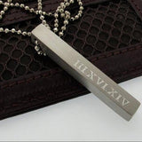3d metal bar engraved pendant for men