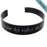 Black Personalized Mens Cuff Bracelet - Cusutom Engraved Text