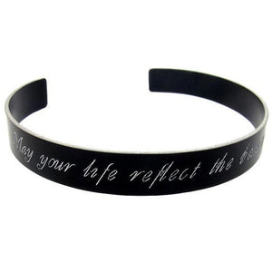 engraved black cuff bracelet
