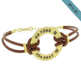 Luxury Brown Leather Bracelet - Personalized Unisex Cuff
