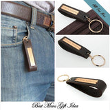 Brown Leather Keychain - Personalized Keychain for Men