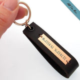 Brown Leather Keychain - Personalized Keychain for Men
