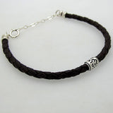 Brown Braided Leather Bracelet, Elegant Accessory for Him