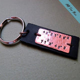 Gps Coordinates Leather Keychain for Men - Gift for Him