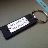 Gps Coordinates Leather Keychain for Men - Gift for Him