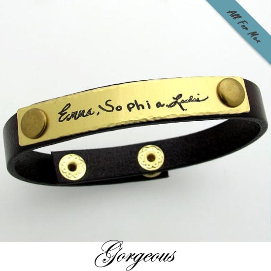 Custom Handwriting Bracelet for Men - Engraved Signature Cuff