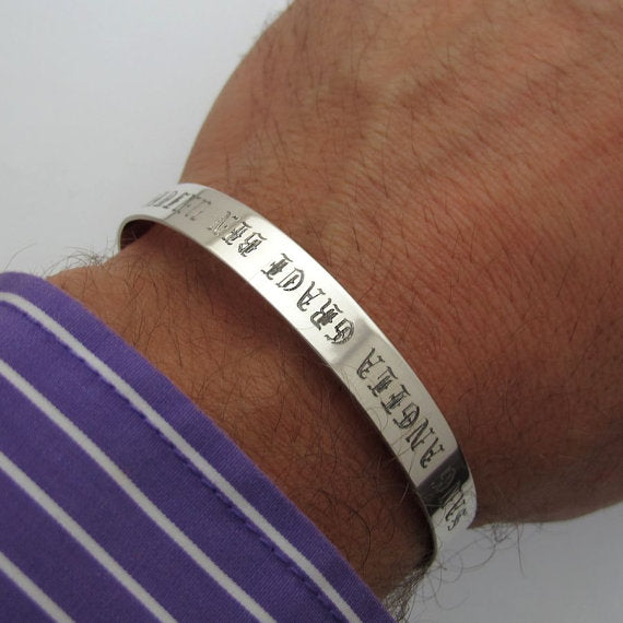 Hidden Message Custom Bracelet - Custom Sterling Silver Cuff Bracelet Inside and Outside / Typewriting