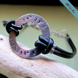 Latitude Longitude Coordinates Bracelet for Men - Custom Leather