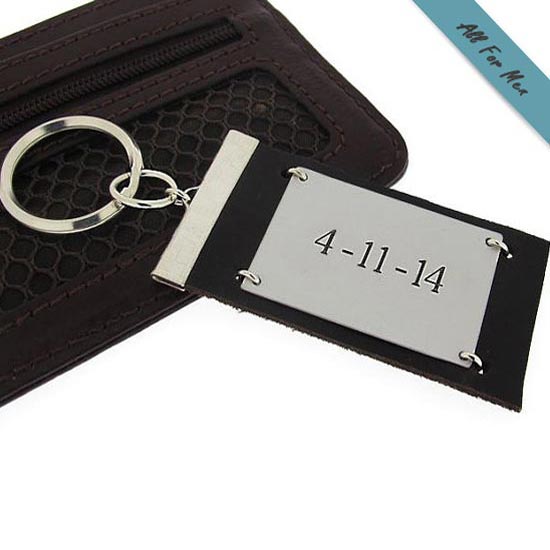 Personalized Mens Key chain - Custom Leather Keychain for Him