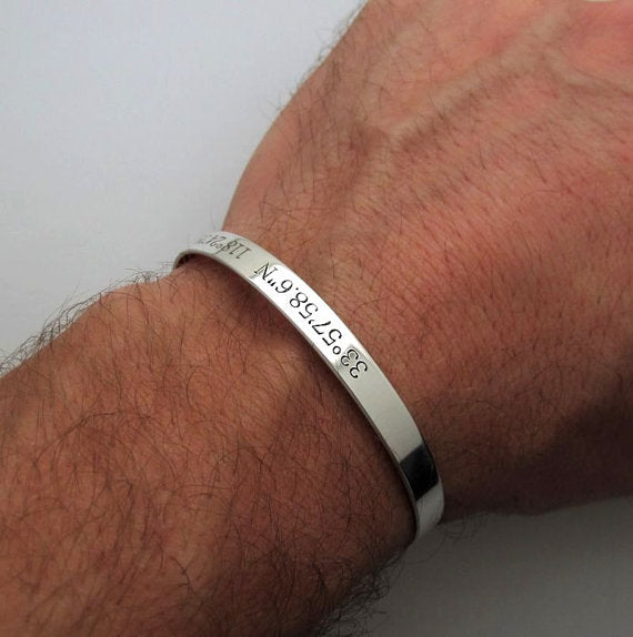 Custom GPS Engraved Bracelet, Gift for Boyfriend – All-For-Men