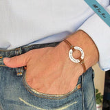 Customized Bracelet with Engraved Washer - Adjustable Leather Cuff