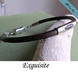 Elegant Leather Bracelet for Men - Black or Brown Round Leather