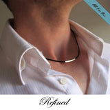 Elegant Leather Choker Necklace for Men with Gold - Silver tube