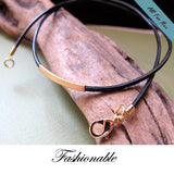 Elegant Leather Choker Necklace for Men with Gold - Silver tube