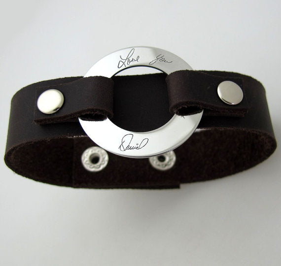 Engraved Actual Handwriting Bracelet, Gift for Boyfriend