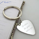 Engraved Guitar Pick Keychain, Mens Accessory and Gift Idea