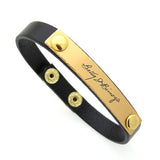 Engraved Signature Leather Bracelet, Gift idea for him