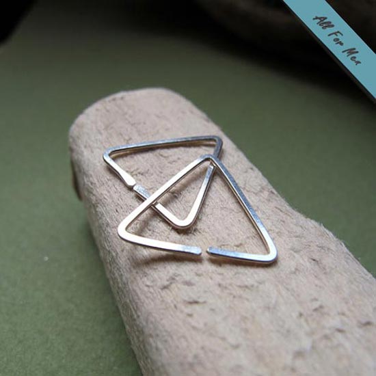 Geometric Men Earrings in Sterling Silver