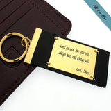Gold Personalized Leather Keychain - Gift For Men