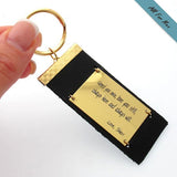 Gold Personalized Leather Keychain - Gift For Men