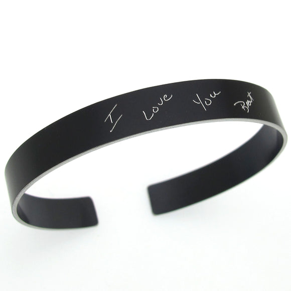 Custom Handwriting Cuff Bracelet - Personalized Gift for Him