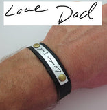 Engraved Handwriting Men's Bracelet, Leather Cuff for Men