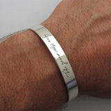 Handwriting bracelet for him, Remembered mens gifts