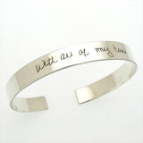 Handwriting bracelet for him, Remembered mens gifts