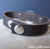 Copper Washer Engraved Bracelet for men - Engraved Leather cuff