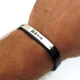 Heartbeat Engraving Leather Bracelet, Mens Accessory