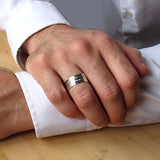 Hebrew Engraving Silver Ring  - Wide Band Unisex Ring