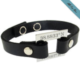 GPS Coordinates Leather Bracelet - Husband Gift