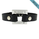 GPS Coordinates Leather Bracelet - Husband Gift