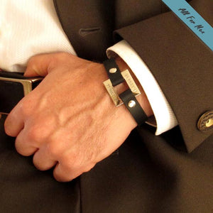 GPS Coordinates Leather Bracelet - Husband Gift