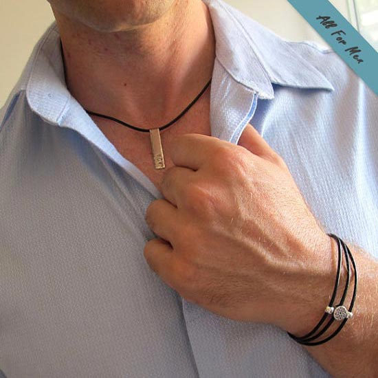 ID Mens Necklace Gold Personalized Leather Choker for Men – All