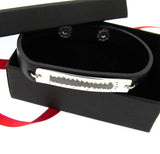 Heartbeat Engraving Leather Bracelet, Mens Accessory