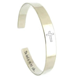 Cross Cuff Bracelet for men - 925 Sterling Silver Open Bangle with engraving