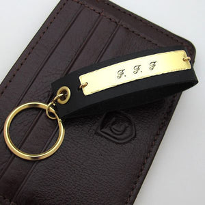 Initials Engraving Leather Keychain, Customized Accessory